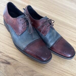 Carrucci Capper Mens 9 Brown Blue/grey Two Tone Leather Dress Shoe